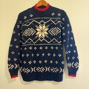 **SOLD** Vintage Ralph Lauren Navy Blue and Cream Nordic Sweater